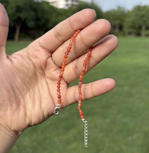 Natural Carnelian Faceted <b>Beads</b> 925 Sterling <b>Silver</b> Adjustable Gemstone Beaded Bracelet Luxury Unisex Gift DIY Fine Jewelry - Product Image 4