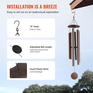 Campane a Vento Profonde a 50 Gradi per Esterni, Grandi e Uniche, con 6 Tubi, per Giardino, Straordinarie Campane a Vento da Esterno per Anniversario - Product Image 6