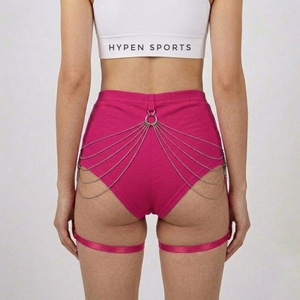 Women's Pantie Style <b>Booty</b> Gym Sports Hypen Sports Chain-Link Sexy Canvas Mid Waist Heat-Transfer Printed Skinny Fit Party Short - Product Image 6