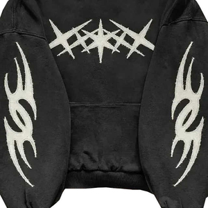 Sweat à capuche graphique pour homme, imprimé tribal blanc, style streetwear oversize, en molleton 100 % coton, vêtement unisexe tendance - Product Image 6