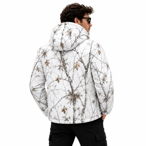 <b>Men's</b> White Camouflage Hooded Puffer <b>Jacket</b> <b>Waterproof</b> Windproof Thermal Insulated <b>Winter</b> Hunting Hiking Outdoor Full ODM Front - Product Image 4