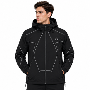 Conjunto deportivo informal personalizado de gran tamaño con cremallera, chaqueta reflectante y pantalones de chándal, cortavientos de nailon, chaquetas para hombre - Product Image 4
