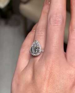 3.5 Carat Pear Cut Diamond <b>Solitaire</b> Engagement <b>Ring</b> for Women | IGI Certified Gold Wedding <b>Ring</b> | Luxury Bridal for Anniversary - Product Image 3