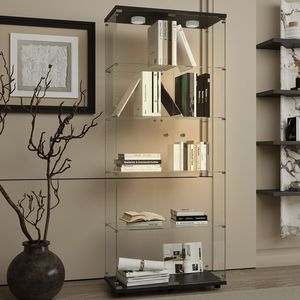 Vetrina Espositiva Paipai Lights & Locks con Fondo Regolabile in Vetro Temperato per Conservazione Liquori e Documenti con Funzionalità Premium - Product Image 1