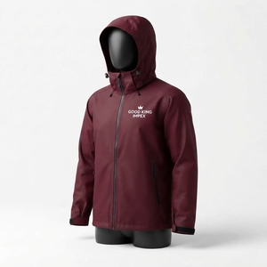 Custom Durable Waterproof Sporty Front Logo Men's <b>Hooded</b> Solid Color Zipper Closure Casual Winter <b>Rain</b> <b>Jacket</b> - Product Image 4