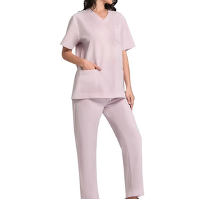 Women <b>Doctor</b> Hospital Scrub <b>Sets</b> Woven Fabric Seamless Fusing Needle Detection Modern Zip Design Wide Leg Pants Easy Movement - Product Image 1