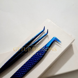 Pinzas para Extensión de Pestañas GETUP BROSONS IMPEX Blue Plasma de 90 Grados, Acero Inoxidable, Punta Suave, Herramientas de Precisión, Duraderas - Product Image 4