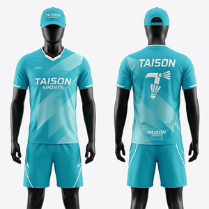 Premium 150 GSM polyester interlock men badminton jersey breathable orange geometric panel sublimation logo custom - Product Image 4