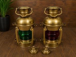 Lanterne Nautique en Laiton ARBAN INDUSTRIES, Lampe à Huile Vintage pour Bateau, Plaqué Or, Lumière Marine, Verre Rouge et Vert pour la Décoration de la Maison et de l'Hôtel - Product Image 5