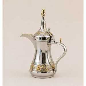 Hammered Gold Finish Arabic Coffee Pot Traditional Metal Dallah Middle Eastern Hospitality Pot Luxury Serving <b>Kettle</b> - Product Image 2