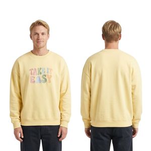 Felpa Gialla 100% Cotone Felpato con <span class=keywords><strong>Grafica</strong></span> Tipografica Pastello, Manica Lunga, Girocollo, Casual Invernale per Uomo - Product Image 3