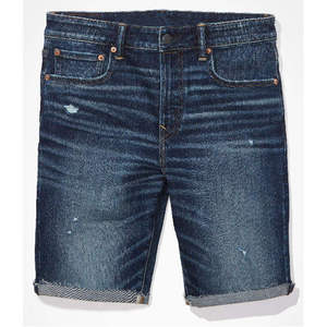 Pantalones Cortos Bermuda de Lona Azul Oscuro para Hombre, Lavado a la Piedra, Cintura Media, Cierre de Botones, Casuales, de Algodón Tejido Transpirable con Bolsillos - Product Image 1