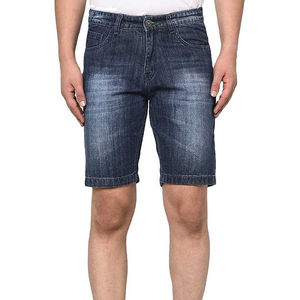 Shorts en jean extensibles confortables et doux pour hommes, taille mi-haute, fermeture éclair, respirants et anti-UV, couleurs et logos personnalisables - Product Image 1