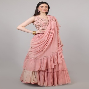 Premium Fashion Outfit Fro Womens Designer <b>Lehenga</b> Choli Peach colour with Pearl Beads & Sequenced work - Product Image 4
