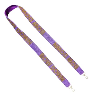 Bow Down Sangles de sac de perles de rocaille en or blanc personnalisées 'Hook Em Horns' Accessoire à la mode Sangle de sac à main perlée - Product Image 1