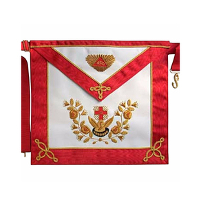 Traditional Scottish Rite 18th Degree Masonic <b>Apron</b> Rose Croix Freemason Lodge Regalia Red <b>White</b> Gold Embroidery Ceremonial Wear - Product Image 1