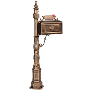 Cassetta Postale Decorativa Grande in Bronzo Anticato con Palo, Robusta in Alluminio Pressofuso, Stile Moderno, con Chiavi, Serratura e Targhetta per Indirizzo - Product Image 2