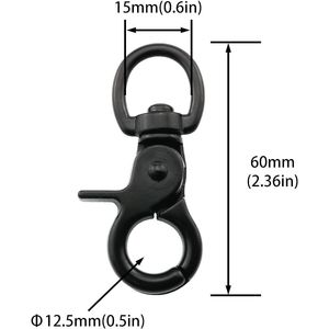 2pcs 60mm Black Zinc Alloy <b>Snap</b> <b>Hook</b> for Key Chain Door Lock Pets Cage Belt Clip Dog Traction Rope Any Other Purpose - Product Image 2
