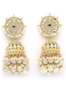 Pendientes de Araña Chapados en Oro con Aleación, Perlas de Imitación, Borlas, Forma de Flor Vintage, Cristales de Imitación, para Mujer, Boda - Product Image 6
