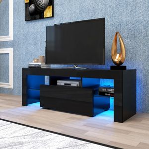 Black TV Stand with LED RGB <b>Lights</b> Flat Screen TV Cabinet for Gaming Consoles for Living Room <b>Lounge</b> or Bedroom - Product Image 4