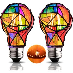 Fun Roma 4W 120V Stained Glass <b>Light</b> Bulb <b>Rainbow</b> Mosaic Decorative Lighting Multi-Colorful Indoor Lighting - Product Image 1
