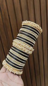 Wholesale Indian Style Trendy Geometric Pearl Churiyan <b>Bangle</b> Set Wedding Handmade <b>Copper</b> Alloy Bridal Fashion <b>Bangles</b> Set's - Product Image 3