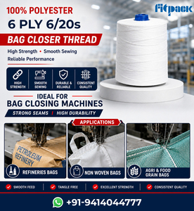<b>100</b>% <b>Polyester</b> Bag Closer Thread 6 Ply 6 20s Sewing <b>Yarn</b> for Bag Closing Machines - Product Image 2