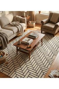High Quality Modern Geometric Designer Hand Tufted Wool Area <b>Rug</b> with Anti-Skid Backing for Luxury Interiors & Commercial <b>Spaces</b> - Product Image 5