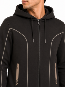 Sweat-shirt à capuche zippé pour homme Livster, en molleton de coton, veste à capuche décontractée à manches longues, avec cordon de serrage et bord côtelé - Product Image 4