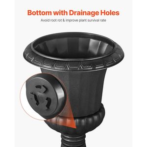 2 packs d'urnes classiques en plastique noir de 15.8x26.4 pouces, vase d'intérieur et d'extérieur pour les fêtes de mariage, les événements, le porche et le jardin. - Product Image 5