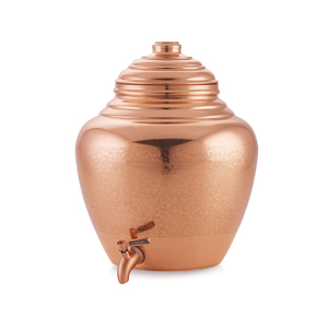 Distributeur d'eau en cuivre pur, design martelé, Matka artisanal avec robinet en laiton anti-fuite et support, pour hôtels et restaurants de luxe - Product Image 1