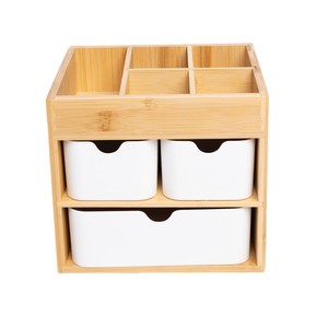 Natural Bamboo Stacked Compartment Organizer - Wholesale Office <b>Storage</b> <b>Boxes</b> - Product Image 6