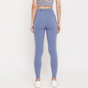 High Waist Solid Color Yoga <b>Leggings</b> With <b>Pockets</b> Full Length Seamless Spandex Nylon Pants For Women - Product Image 4