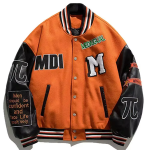 Wholesale Custom Baseball Letterman Men Embroidery Winter Varsity Jacket <b>Canvas</b> Front High Quality Fleece Lined - Product Image 2