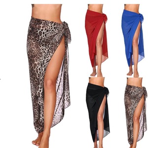 Sarong transparent en mousseline de soie 2 couleurs, écharpe de plage, couvre-maillot de bain, TAILLE UNIQUE - Product Image 1