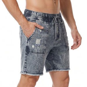 Summer <b>Men</b> Denim Ripped Shorts <b>Jeans</b> Street Fashion Denim <b>Jeans</b> Shorts <b>Men's</b> <b>Drawstring</b> Waist Denim Street Shorts <b>Mens</b> - Product Image 4