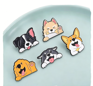 Broches de Esmalte de Perros de Dibujos Animados: Lindos Border <span class=keywords><strong>Collie</strong></span>, <span class=keywords><strong>Golden</strong></span> Retriever, Husky Siberiano, Corgi. Divertidos para el Año Nuevo. - Product Image 2