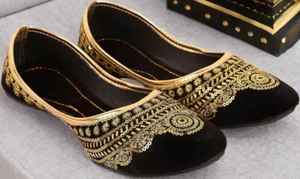Traditional Cream Handcrafted Mule Heels Golden Floral Embroidery Pearl Detailing Stylish Wedding Party <b>Khussa</b> - Product Image 3