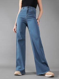 Jeans de Mezclilla Elásticos de Corte Recto y Tiro Alto para Mujer - Product Image 2