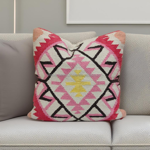 Funda De Almohada bohemia de alta calidad, diseño de diamantes de algodón con funda de almohada, funda de cojín Kilim Boho para cama DE LA India - Product Image 1