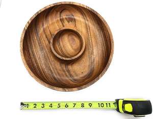 Wooden Disposable Rice <b>Dish</b> Chip and Dip <b>Serving</b> Tray with Salsa Bowl Snack Platter for Modern Design Parties - Product Image 3