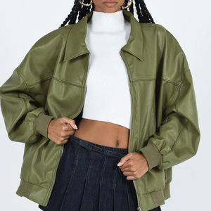 Chaqueta de Cuero para Mujer, Estilo Casual y Elegante, con Doble Cuello, Cierre Asimétrico, de Alta Gama, Marca Solid Trader - Product Image 1