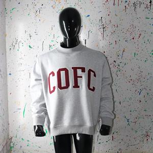Sweat-shirt à col montant COFC ASH GREY 100% coton avec broderie appliquée marron, col large, URBAN PRODUCTIONS - Product Image 2