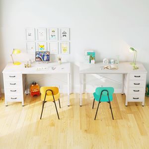 Modern <b>White</b> 40 Inch Computer <b>Desk</b> with Drawers Study Table for Student <b>Home</b> <b>Office</b> Writing <b>Desk</b> - Product Image 3