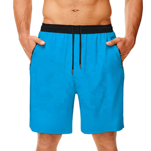 Shorts Bermuda pour homme bleu marine à séchage rapide, taille mi-haute, cordon de serrage, taille élastique, décontractés, sportifs, avec poches - Product Image 6