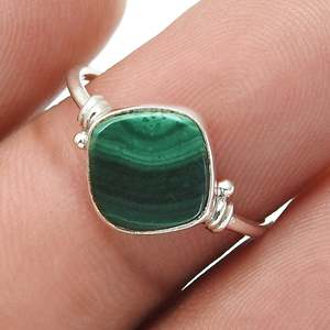 Minimalist Malachite Gemstone Bohemian <b>Ring</b> Perfect Anniversary Or Birthday Gift For Women <b>Crafted</b> From 925 Sterling Silver - Product Image 3