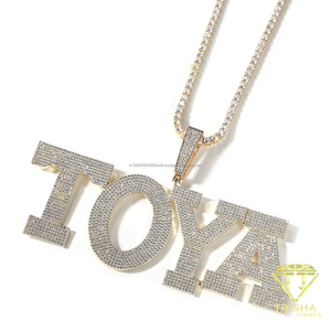 Custom TOYA Pendant Necklace Silver Tone Moissanite Letter Jewelry Sparkling <b>Name</b> <b>Chain</b> Necklace Personalized Hip Hop Fashion - Product Image 2