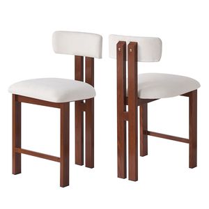 26.5 Inch Stylish <b>Round</b> Bar <b>Stools</b> with Comfortable Upholstered Seat and Black Metal Frame for Kitchen and Dining - Product Image 3