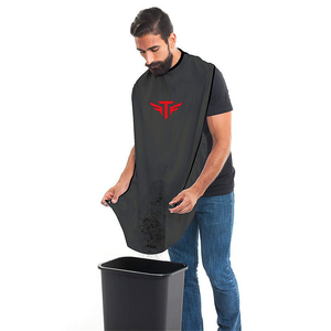 High Quality Waterproof Shaving Beard Bib Black and White Beard Trimming Apron Cape with Transparent <b>Suction</b> Cup <b>Hooks</b> - Product Image 3