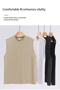 เสื้อกล้ามผู้ชาย OEM 230G ผ้าคอตตอนไอซ์ฟิลด์ สีพื้น ซับเหงื่อ ระบายอากาศดี เหมาะสำหรับใส่ลำลอง เล่นกีฬา ฤดูร้อน - Product Image 6